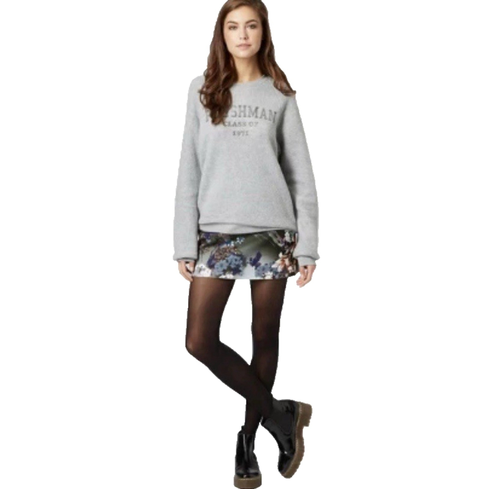 TOPSHOP Women's Gray Black Floral Above Knee A-Line Mini Skirt